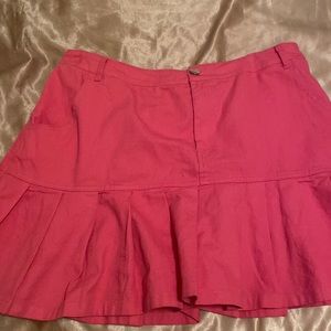 Pink pleated jean skirt